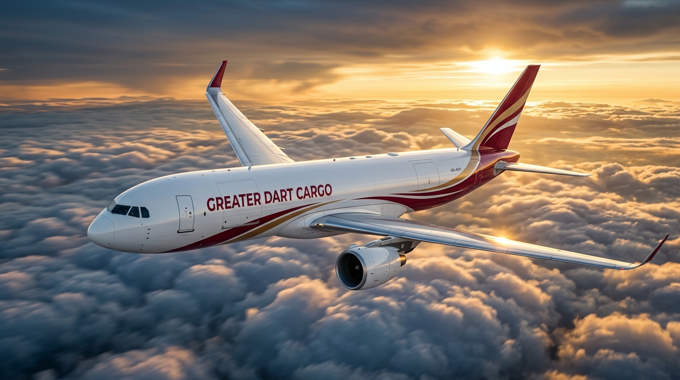 Greater Dart Commercial Air Cargo Freighter in Flight